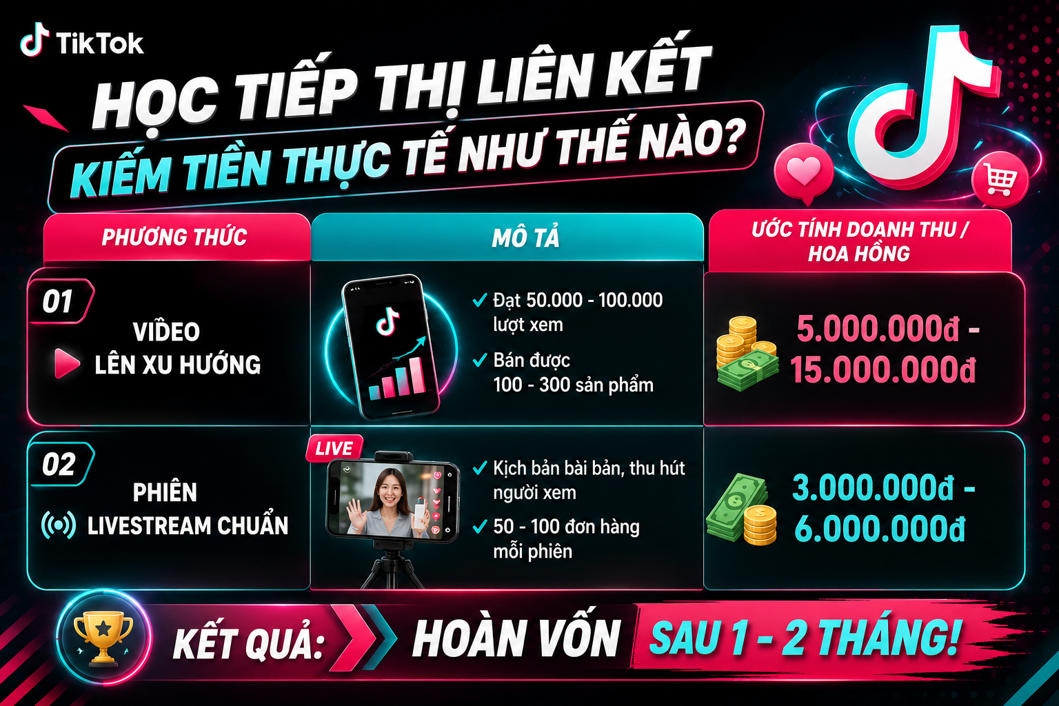 Phương thứcMô tảƯớc tính doanh thu / hoa hồng