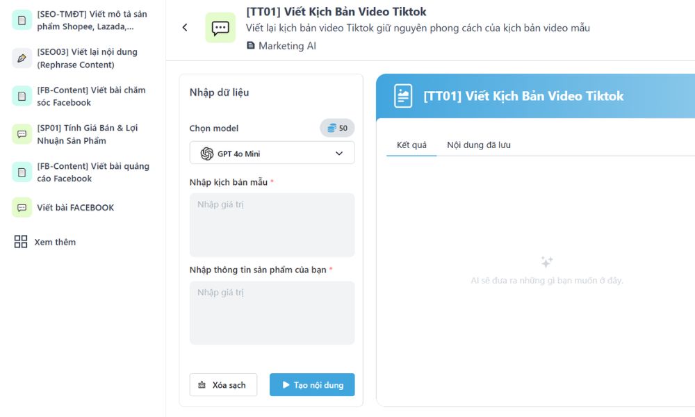 Viết lại kịch bản video bằng AI