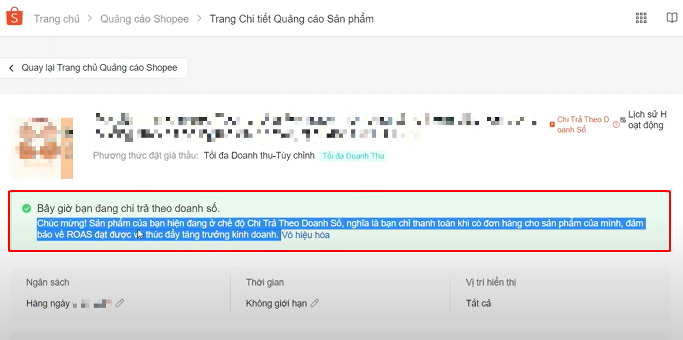 nâng cấp chi trả doanh số khi quảng cáo Shopee